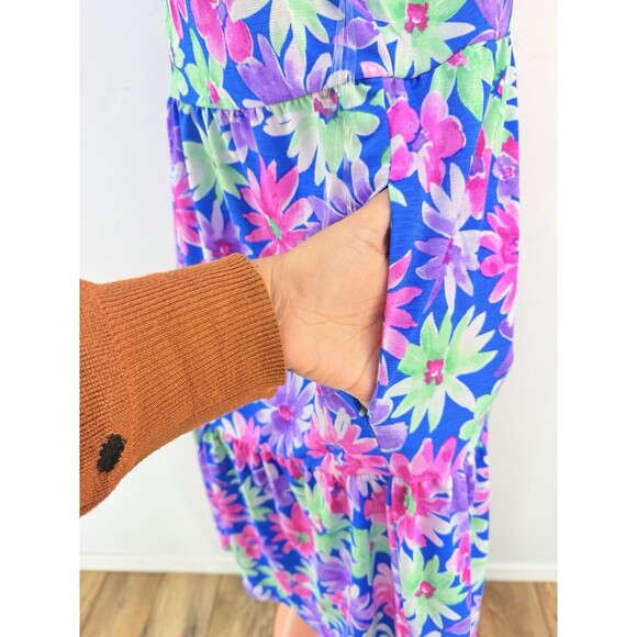 NEW Dear Scarlett Multi Color Print Tank Dress Size L - Picture 8 of 16